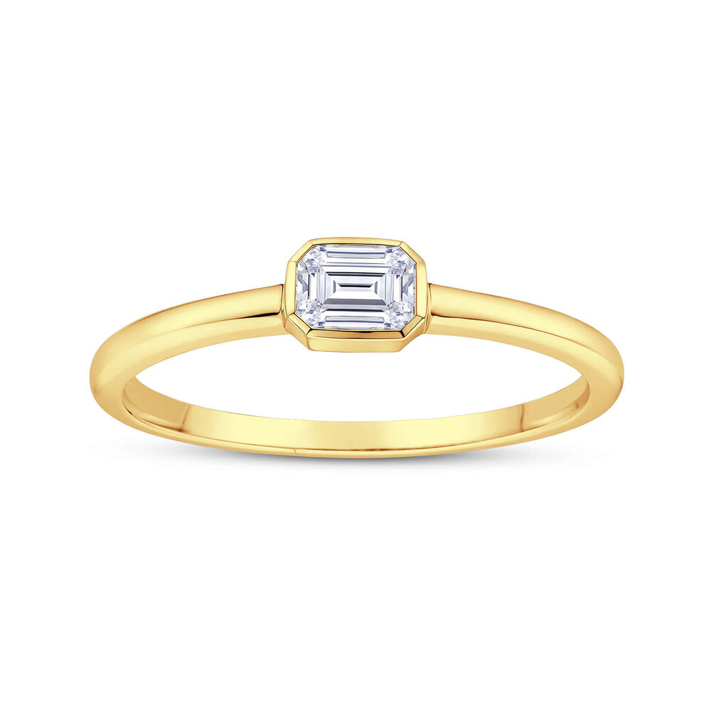 Born Contour 9ct Yellow Gold 0.25ct Emerald Lab Grown Diamond Bezel Set Ring