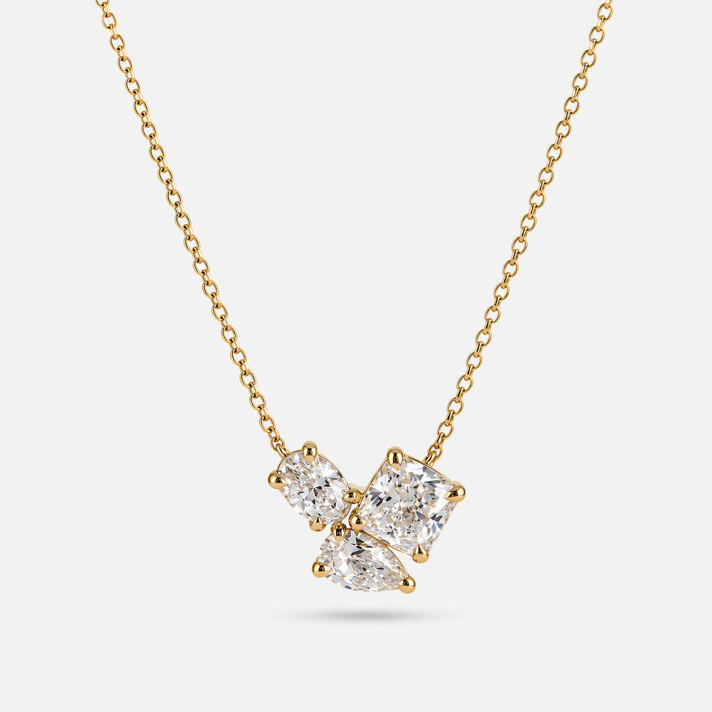Born Contour 9ct Yellow Gold 2.20ct Lab Grown Oval Pear Cushion Diamond Necklet