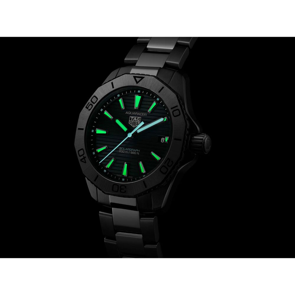 TAG Heuer Aquaracer Professional 200 Solargraph 40mm Black Dial Stainless Steel Bracelet Watch image number 2