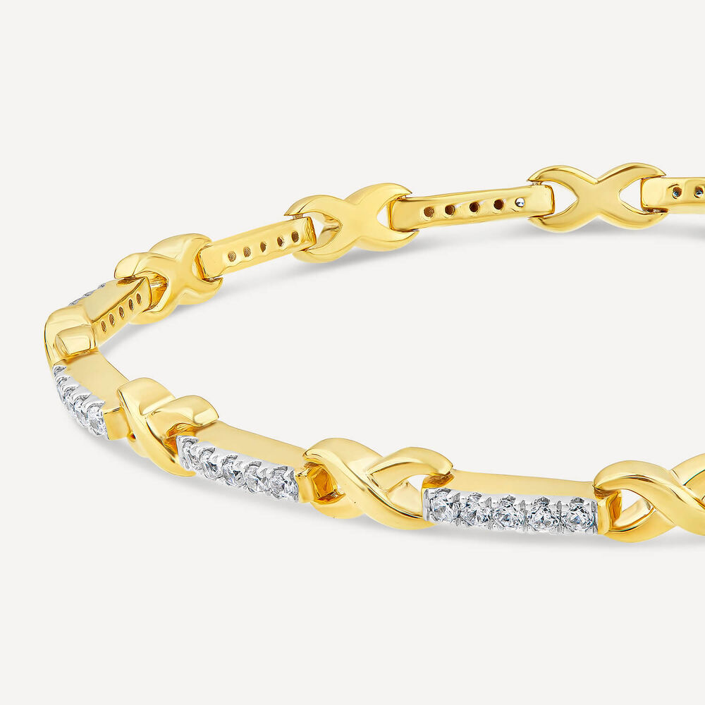 9ct Yellow & White Gold 1.00ct Diamond Kiss Bracelet image number 3