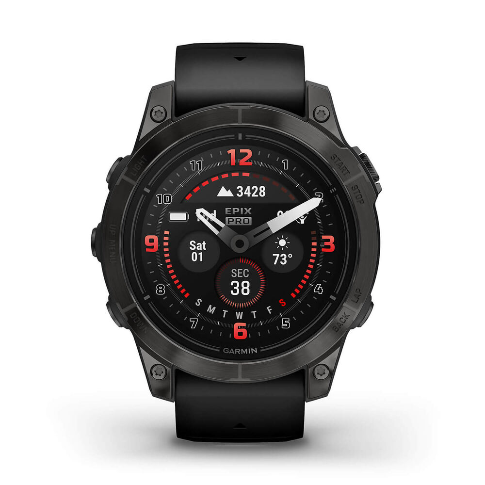 Garmin Epix Pro Gen 2 Sapphire 47mm Carbon Grey DLC Titanium Case Black Strap Watch image number 6