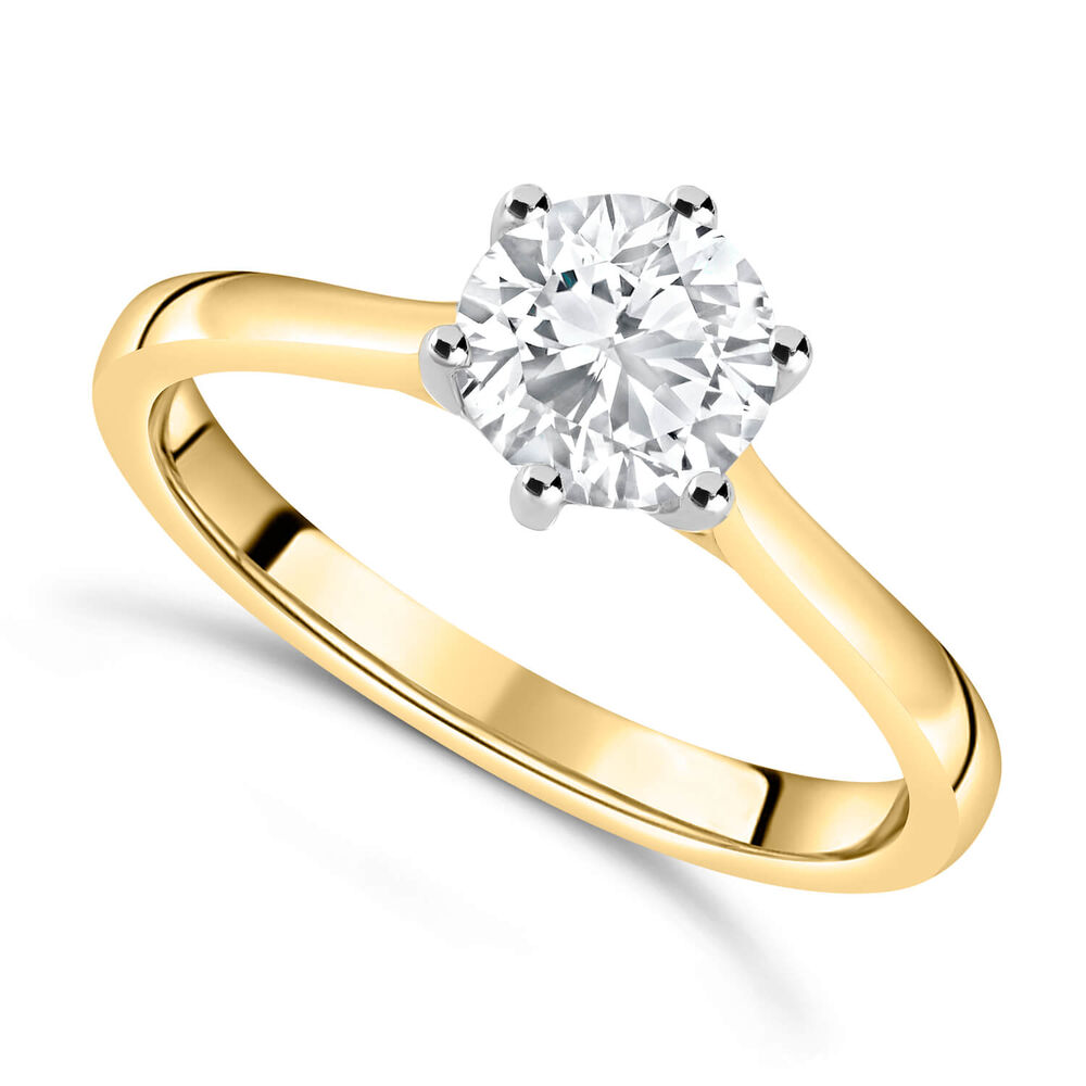 18ct Yellow Gold 1.00ct Diamond Six Claw Ring image number 0