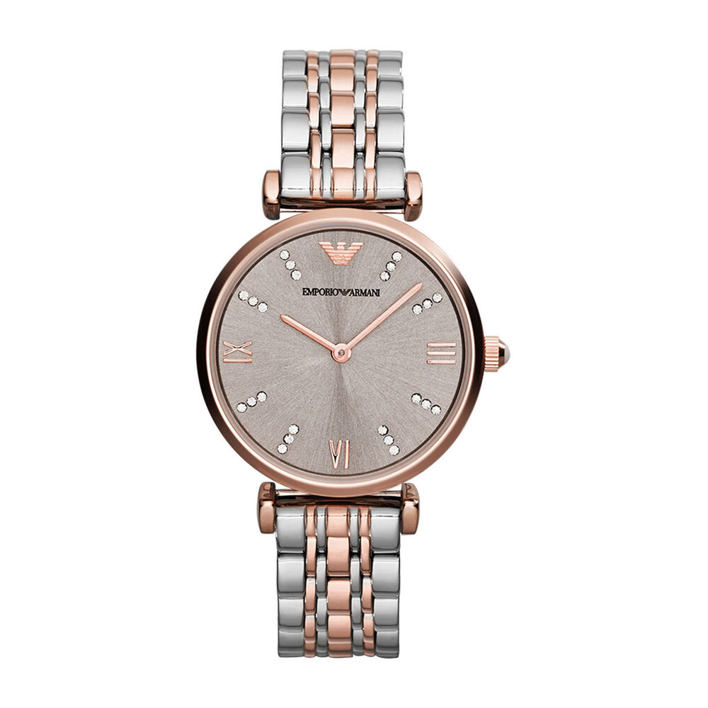 Emporio Armani rose gold-plated two colour bracelet watch