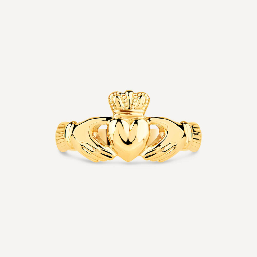 9ct Yellow Gold Puffed Claddagh Ring