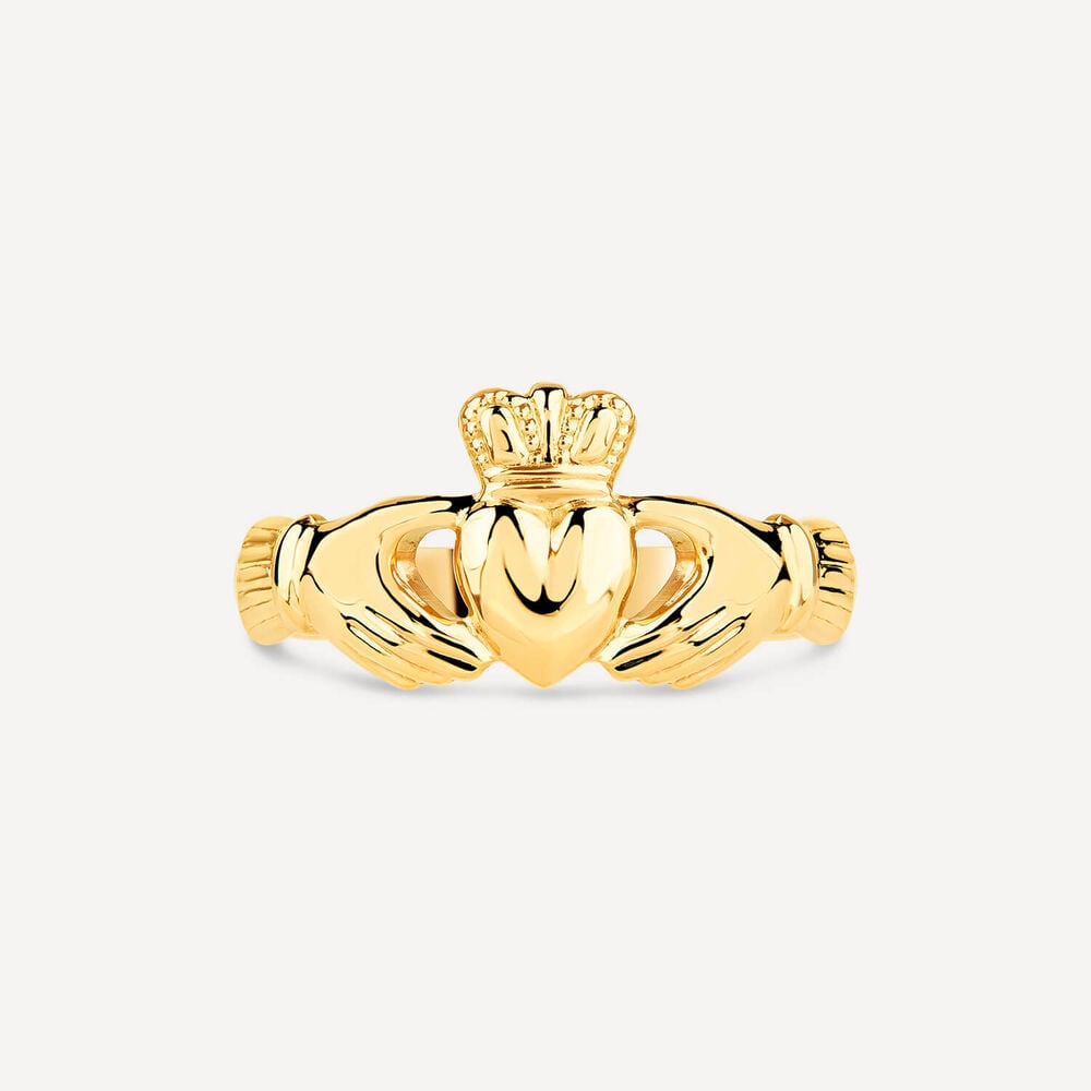 9ct Yellow Gold Puffed Claddagh Ring image number 1