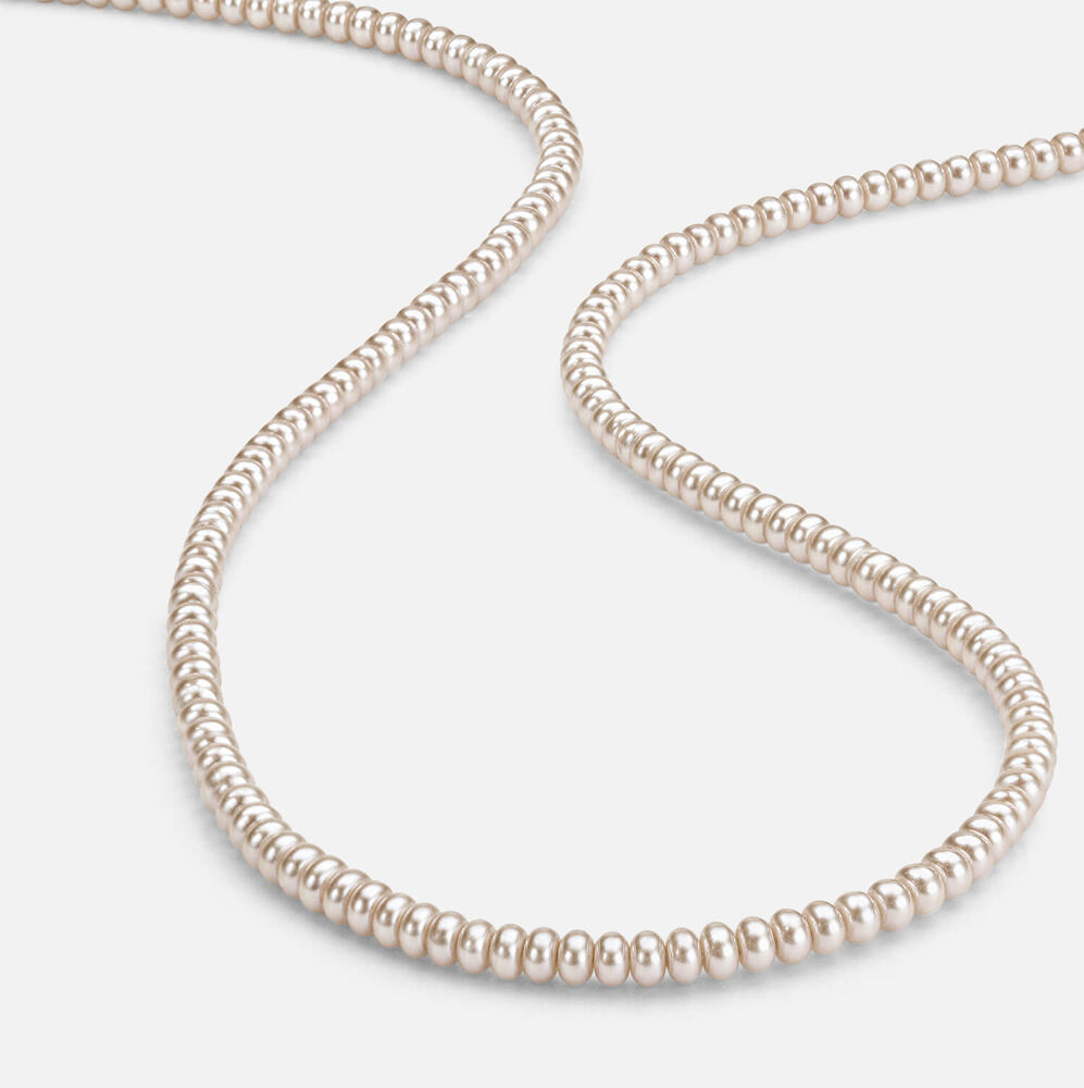Sterling Silver Oval Freshwater Pearl Strand Necklet