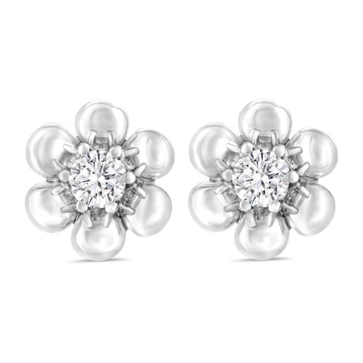 Little Treasure Sterling Silver Cubic Zirconia Flower Stud Earrings