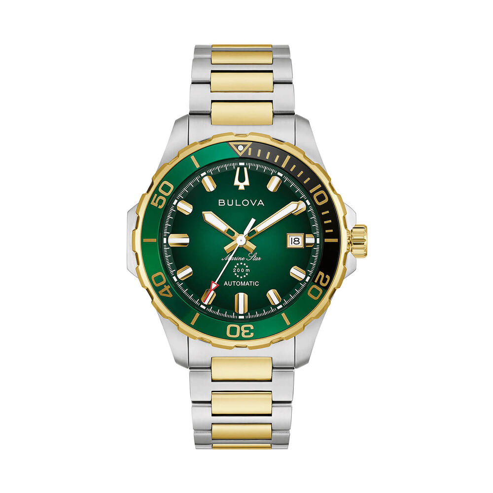 Bulova Marine Star 41mm Green Dial Two Tone Steel Bracelet Watch