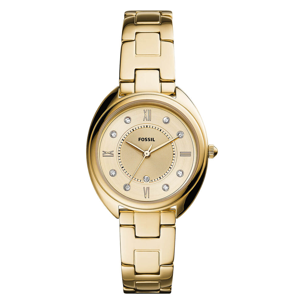 Fossil Gabby 34mm White Dial Yellow Gold IP & Steel Case Bracelet Watch