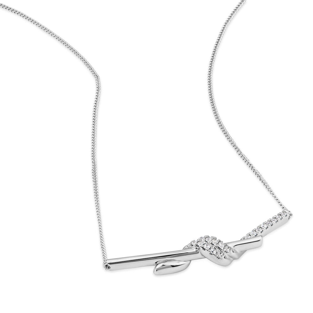 9ct White Gold 0.12ct Twisted Knot Hammock Necklet image number 2