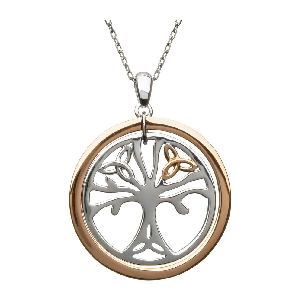 House of Lor 9ct Irish Rose Gold Tree of Life Trinity Knot Pendant