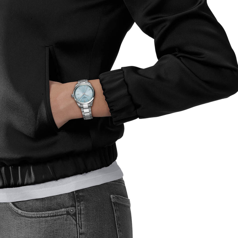 Tissot PR100 34mm Ice Blue Dial Steel Case Bracelet Watch image number 5