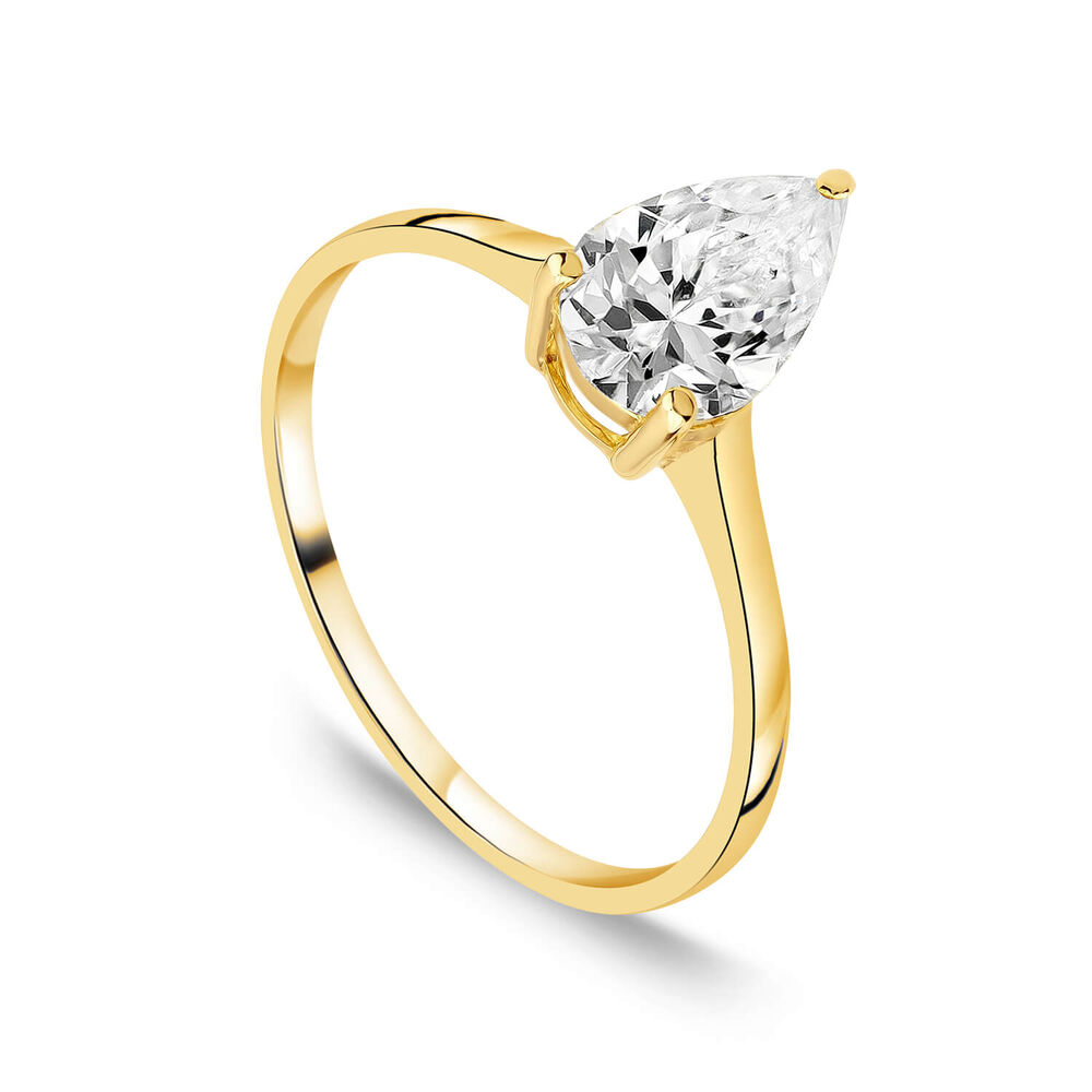 9ct Yellow Gold Pear Cubic Zirconia Promise Ring image number 0