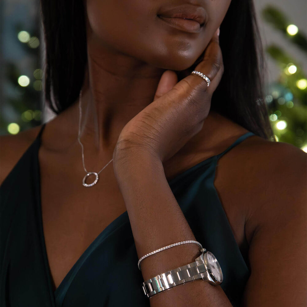 9ct White Gold 0.33ct Diamond Eternal Circle Pendant image number 7