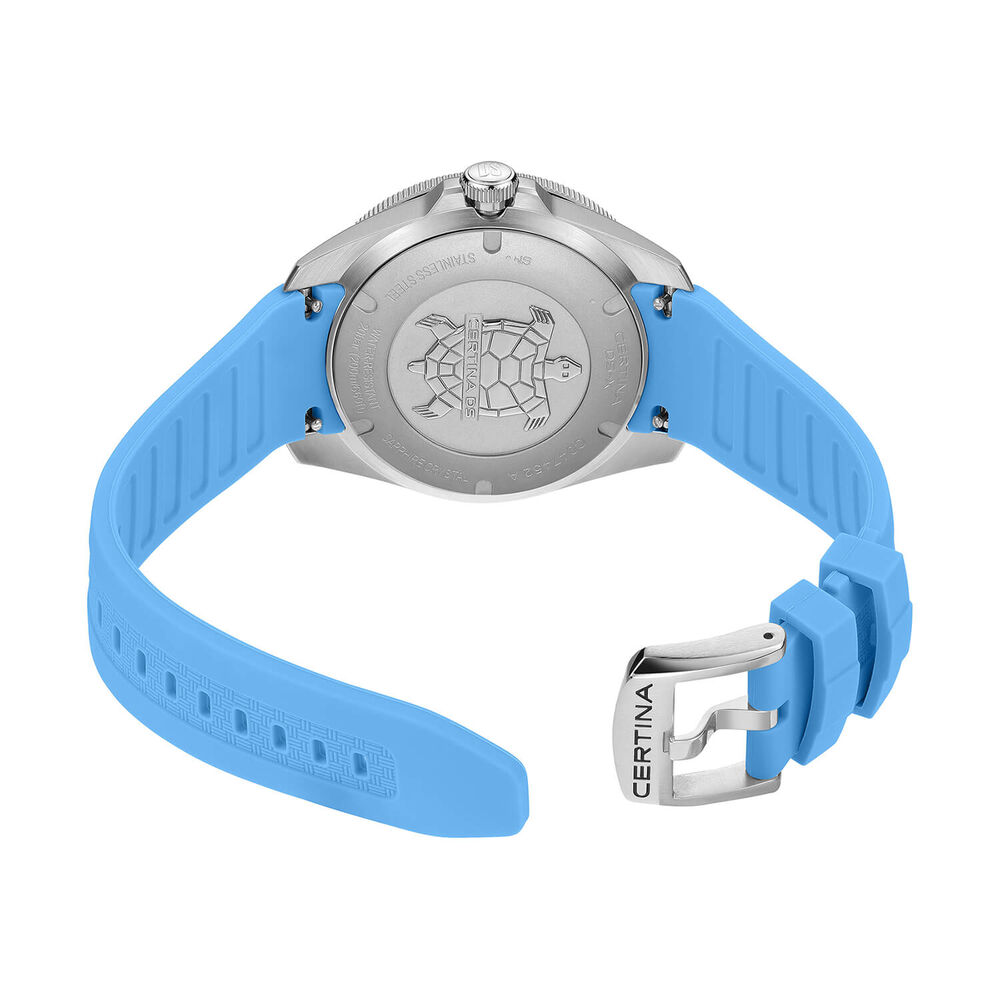 Certina DS-X GMT 41mm White Dial Turqoise Blue Rubber Strap Watch
