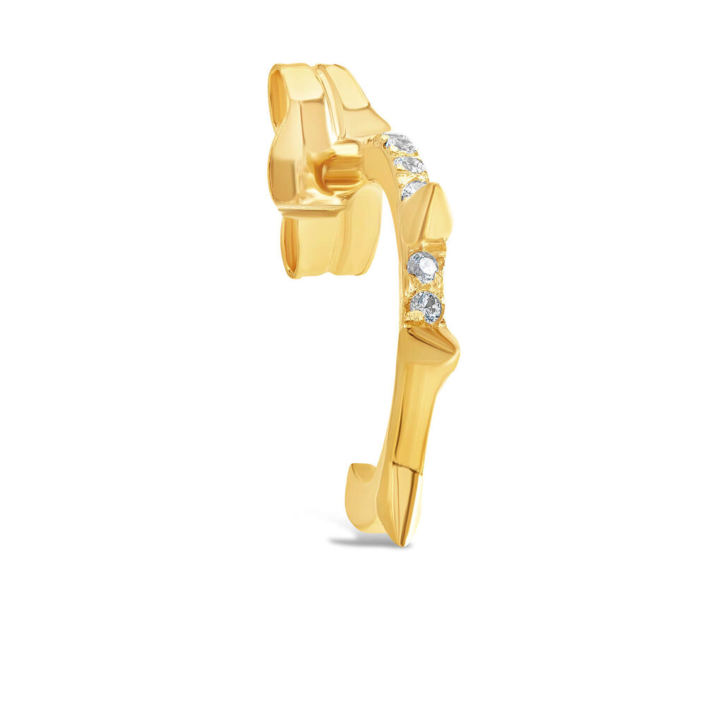 9ct Cubic Zirconia Spike Single Half Hoop Earring