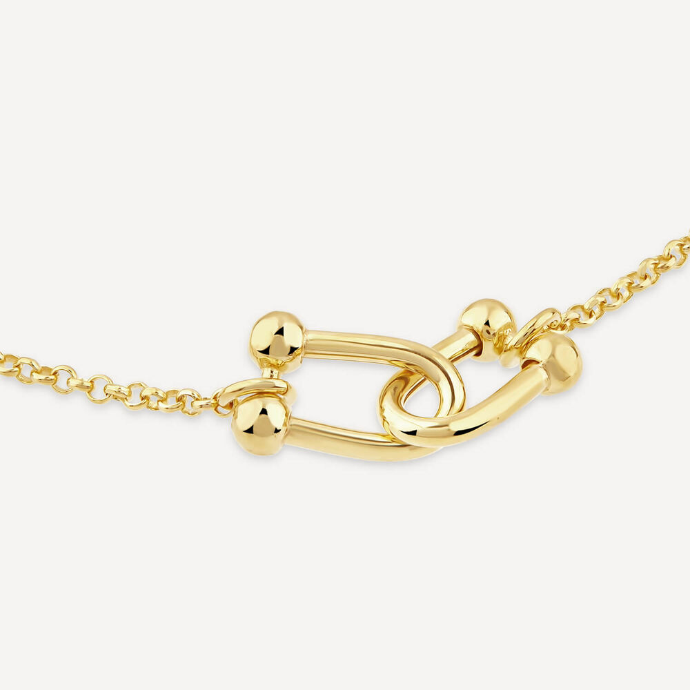 Yellow Gold Plated Sterling Silver Stationed Stirrup Chain Bracelet image number 2