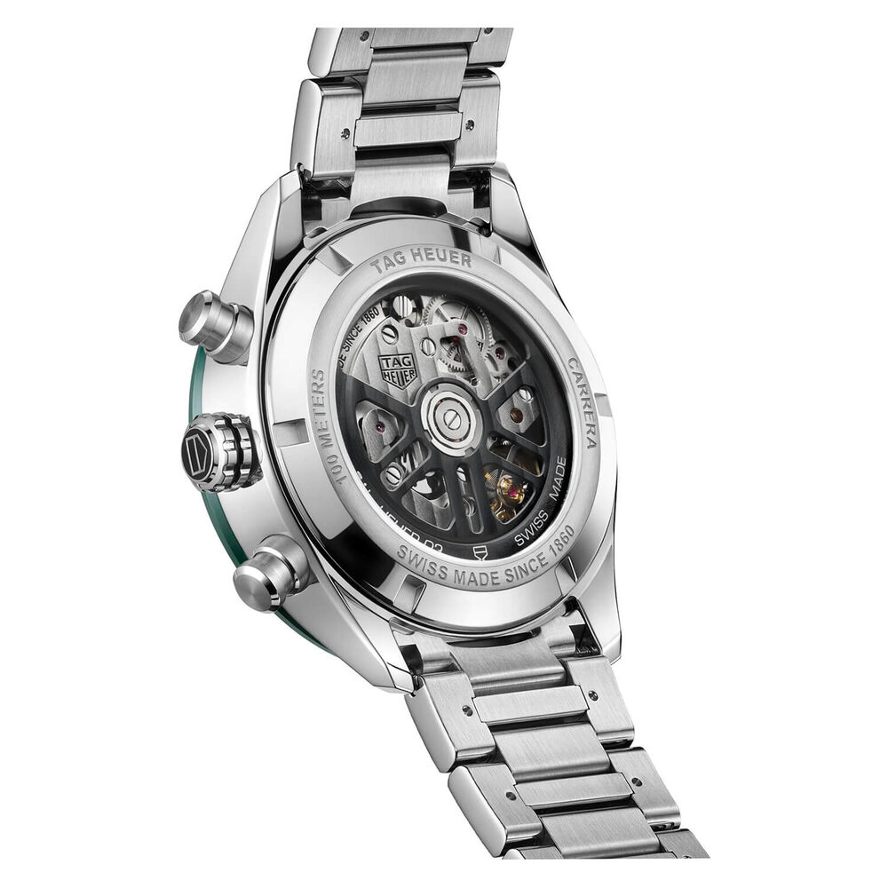 TAG Heuer Carrera Chronograph 44mm Green Dial & Bezel Stainless Steel Bracelet Watch image number 5