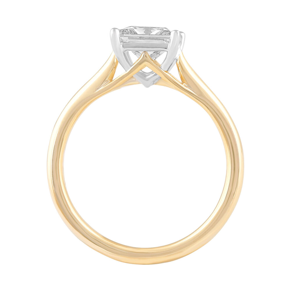 18ct Yellow Gold 1.00ct Princess Diamond Orchid Setting Ring image number 2
