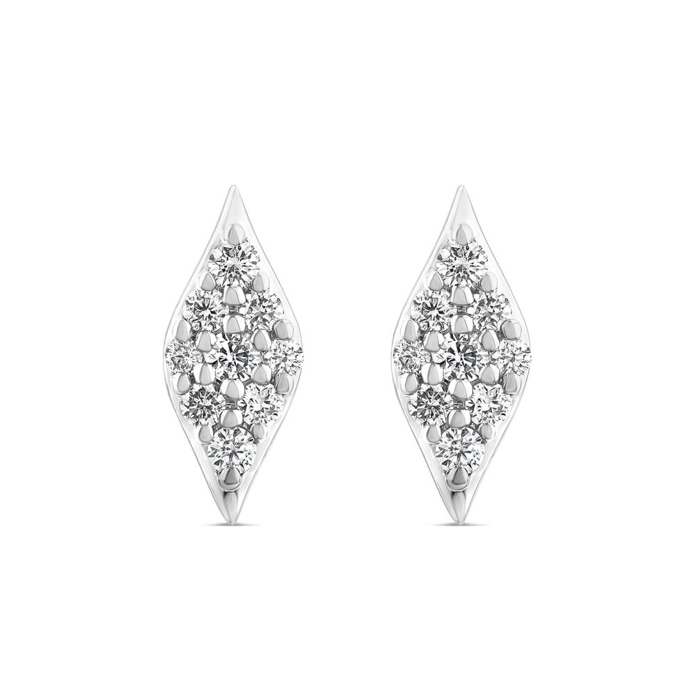 9ct White Gold 0.24ct Diamond Shape Pave Diamond Stud Earrings