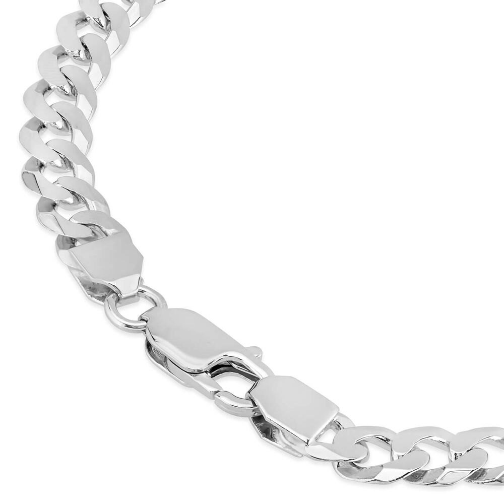 Sterling Silver Curb Link Mens Identity Braclelet image number 2