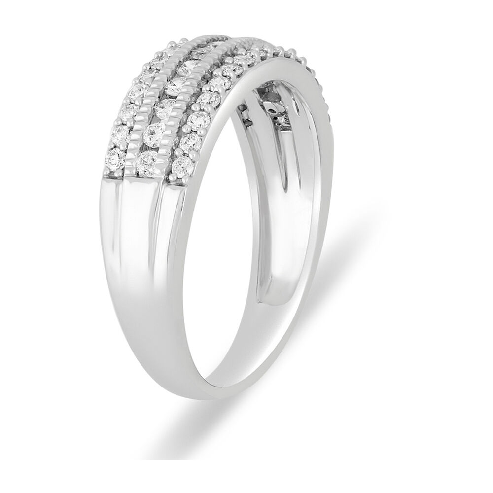 18ct White Gold 0.50ct Diamond Three Row 5mm Wedding Ring image number 3