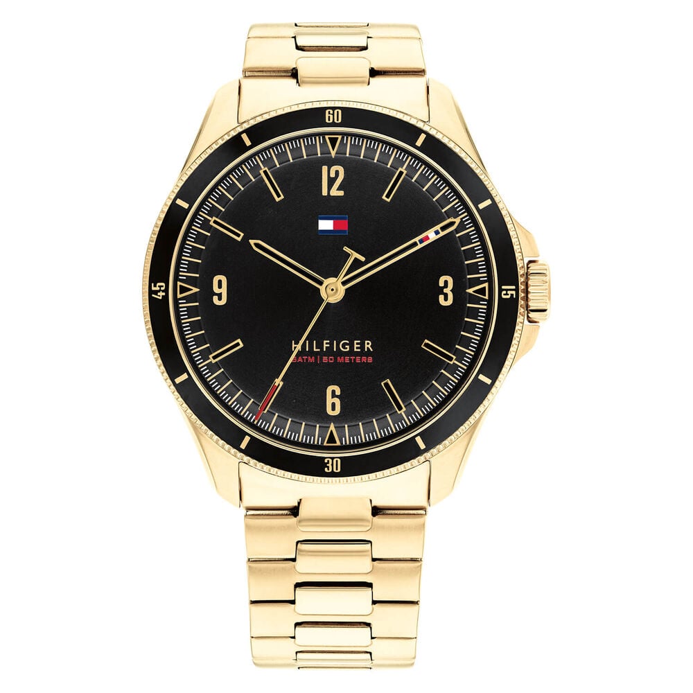 Tommy Hilfiger 43mm Dial Bezel Yellow Gold Plated Case Bracelet Watch image number 0