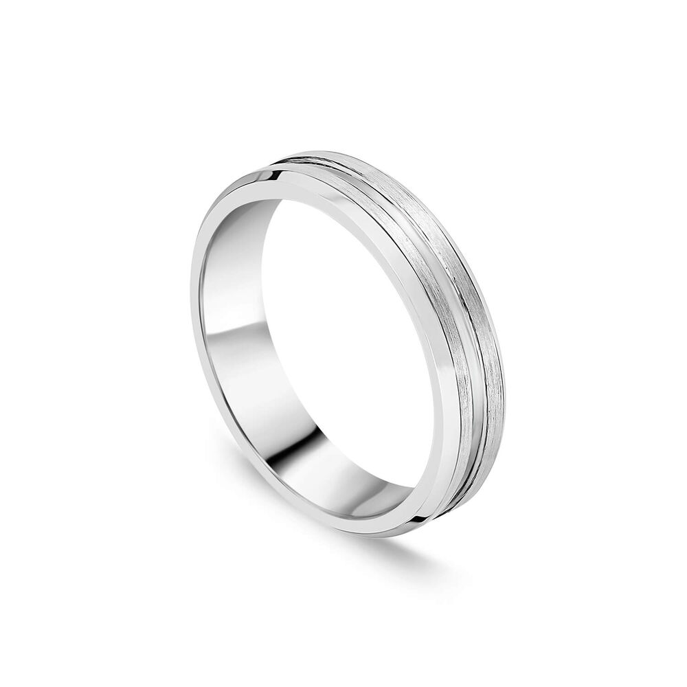 Tungsten Matte Centre Groove Polished Edge 8mm Men's Ring image number 0