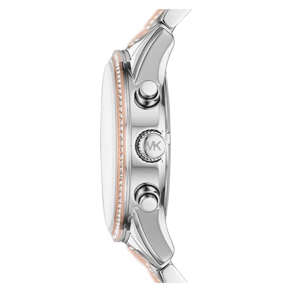 Michael Kors Ritz 37mm Mother of Pearl Cubic Zirconia Rose Gold IP & Steel Case Bracelet Watch image number 1
