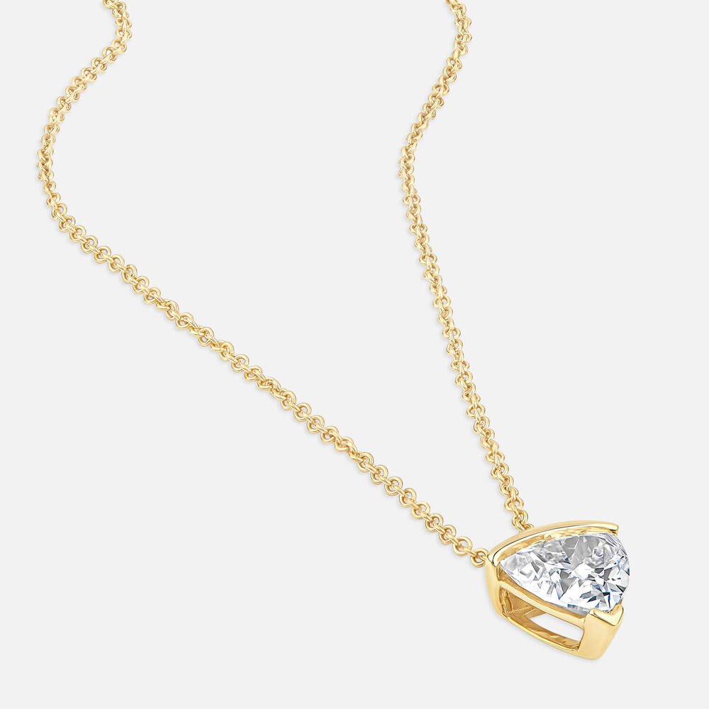 Born 1ct Classic 9ct Yellow Gold Lab Grown 1.00ct Trillion Cut Diamond Pendant