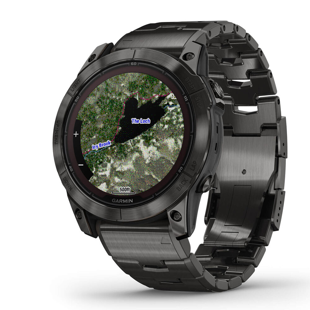 Garmin Fenix 7X Pro Sapphire Solar 51mm Carbon Grey Titanium Case & Bracelet Watch image number 1