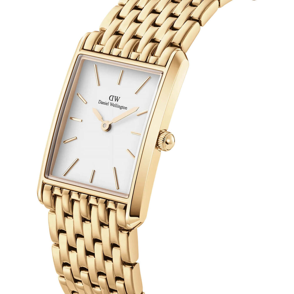 Daniel Wellington Bound 32x22mm White Dial 9-Link Gold PVD Bracelet Watch