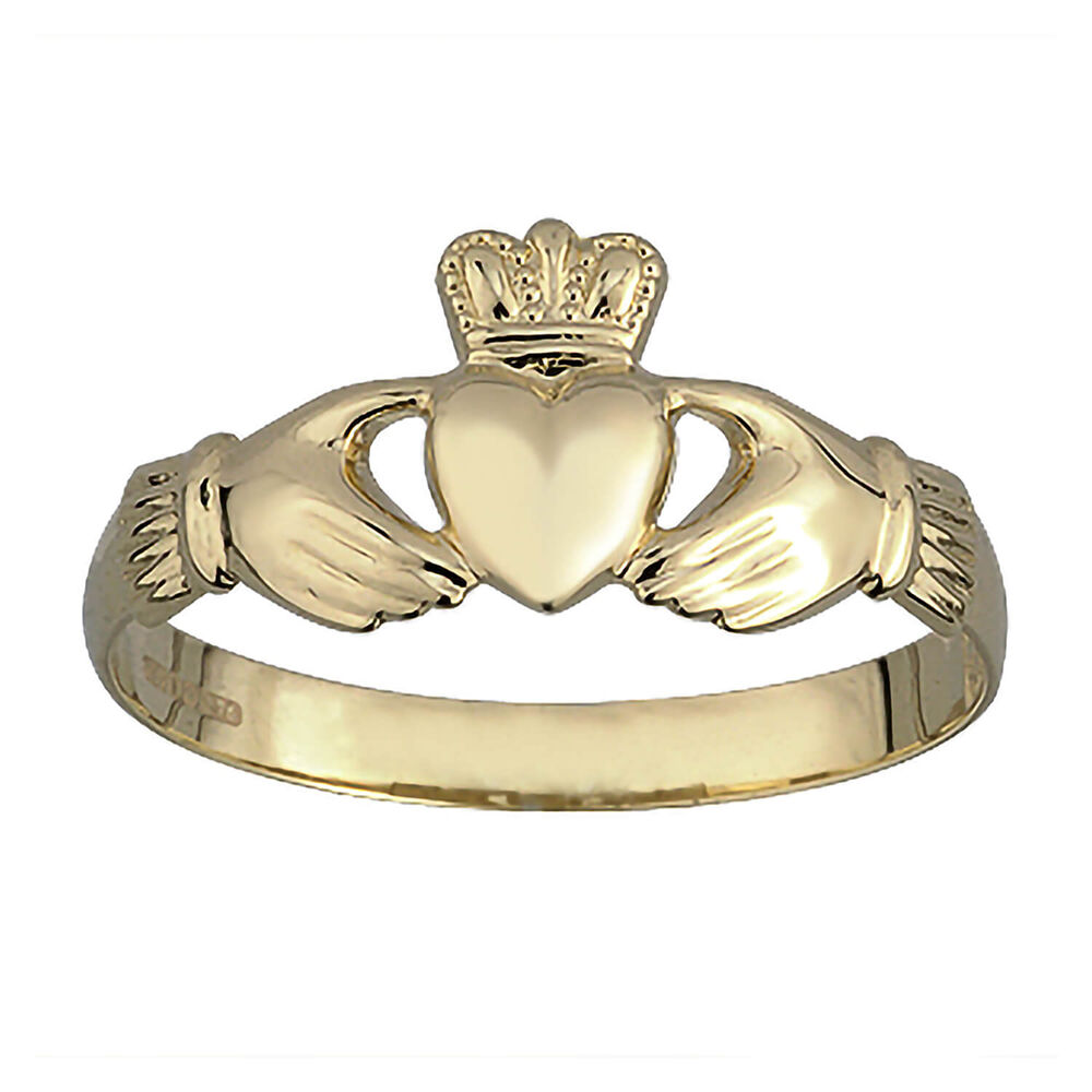 9ct Yellow Gold Plain Puffed Claddagh Ring