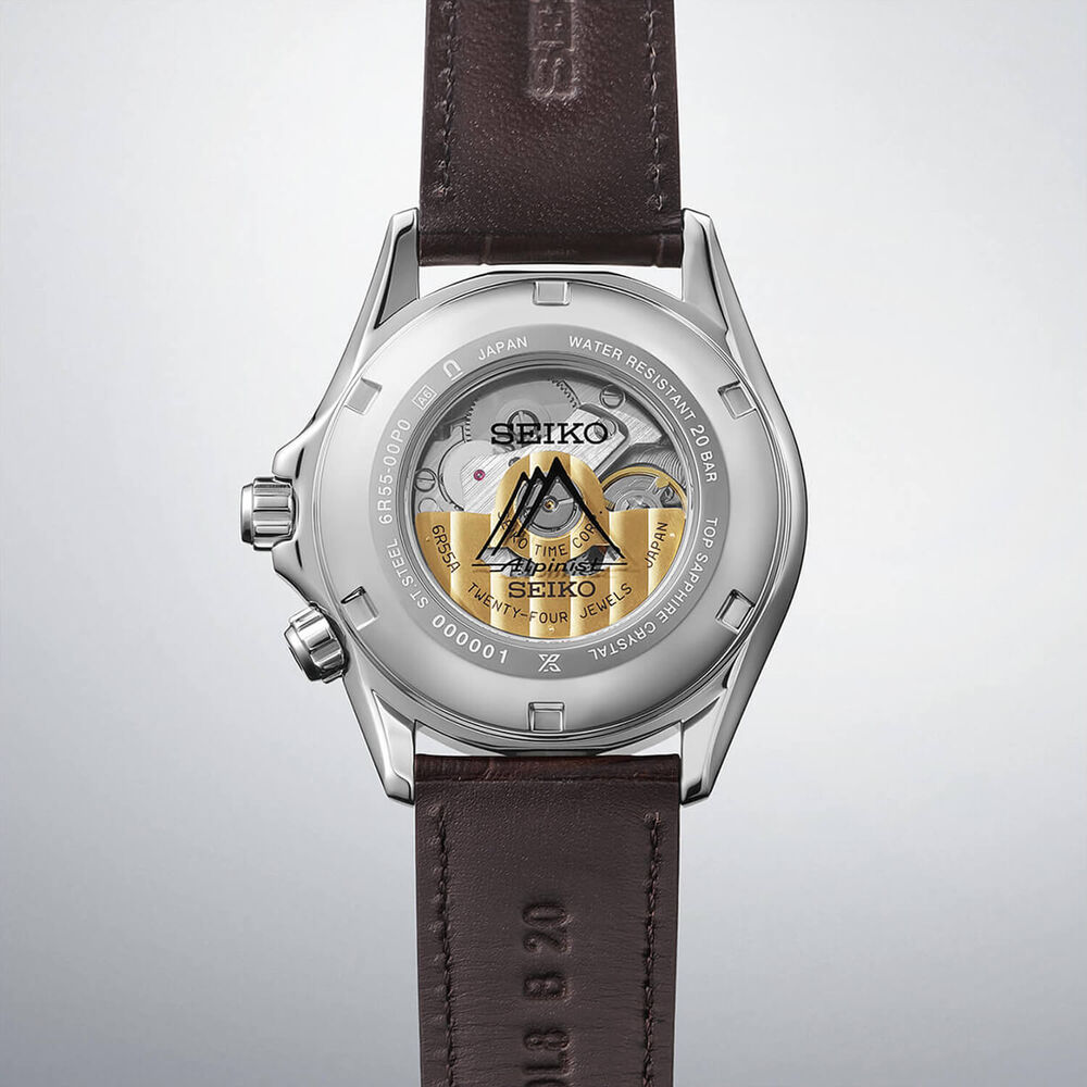 Seiko Prospex Alpinist 39.5mm Green Dial Brown Leather Strap Watch