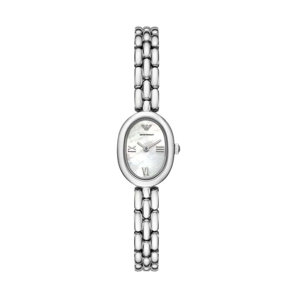 Emporio Armani 24mm Oval White Dial Stainless Steel Bracelet Watch image number 0