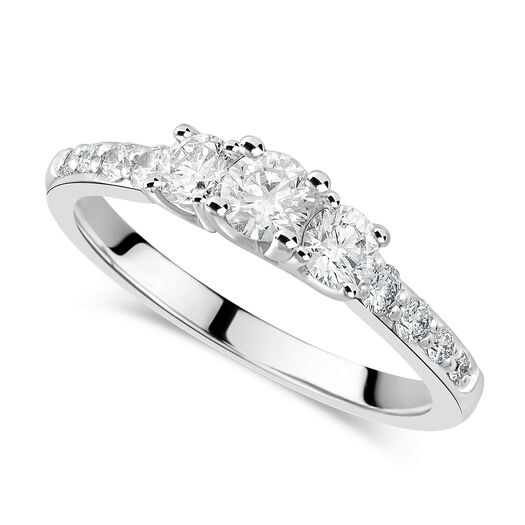 Ladies 18ct White Gold Trilogy Diamond Engagement Ring