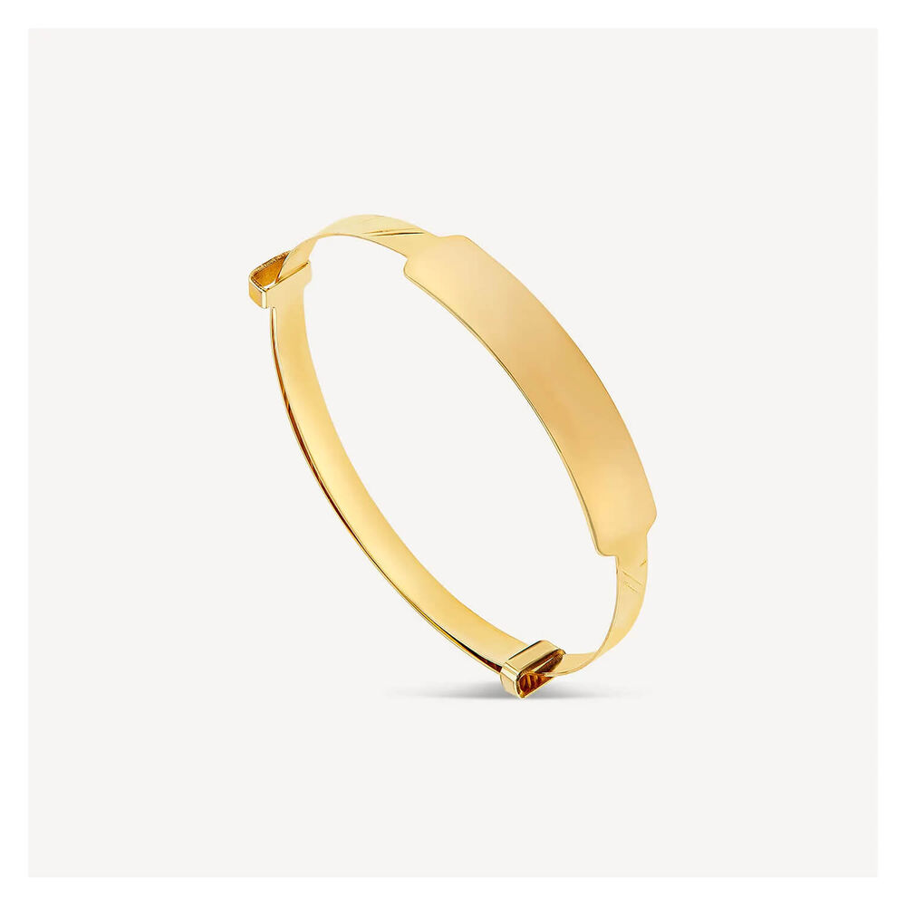 9ct Yellow Gold Baby Bangle with ID Plate image number 2