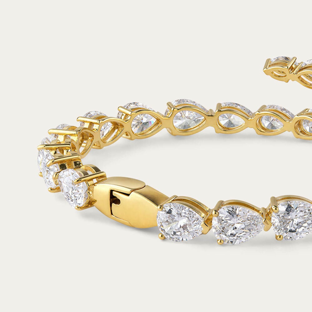 Yellow Gold Plated Sterling Silver Pear Cubic Zirconia Bangle