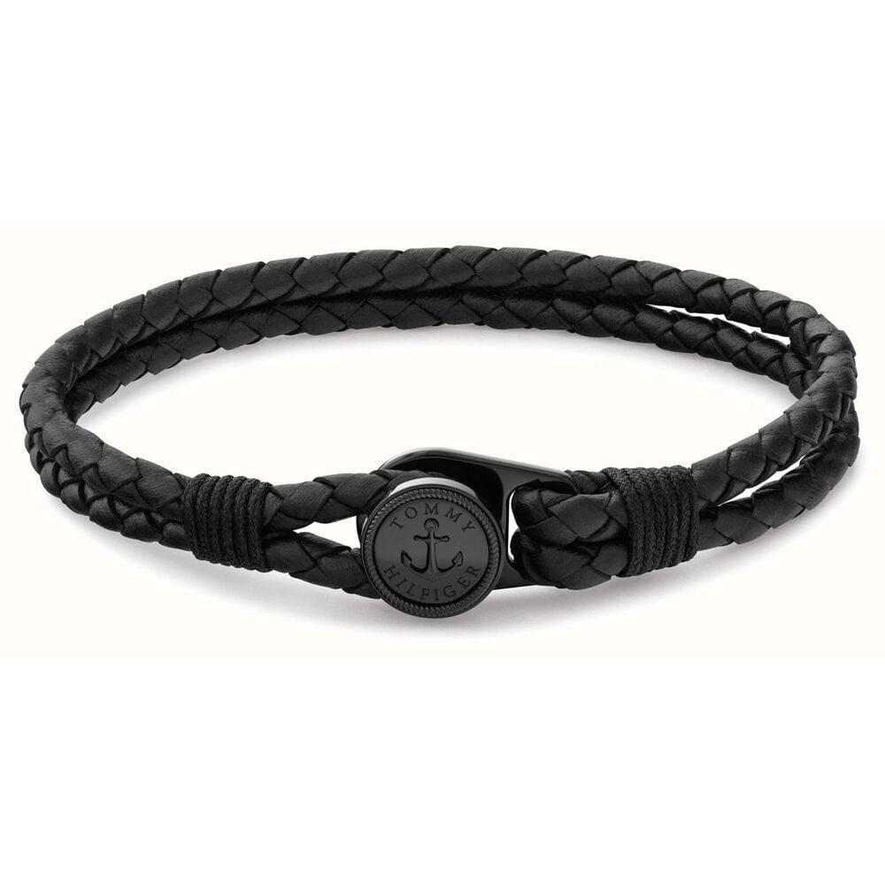 Tommy Hilfiger Nautical Black Leather Bracelet