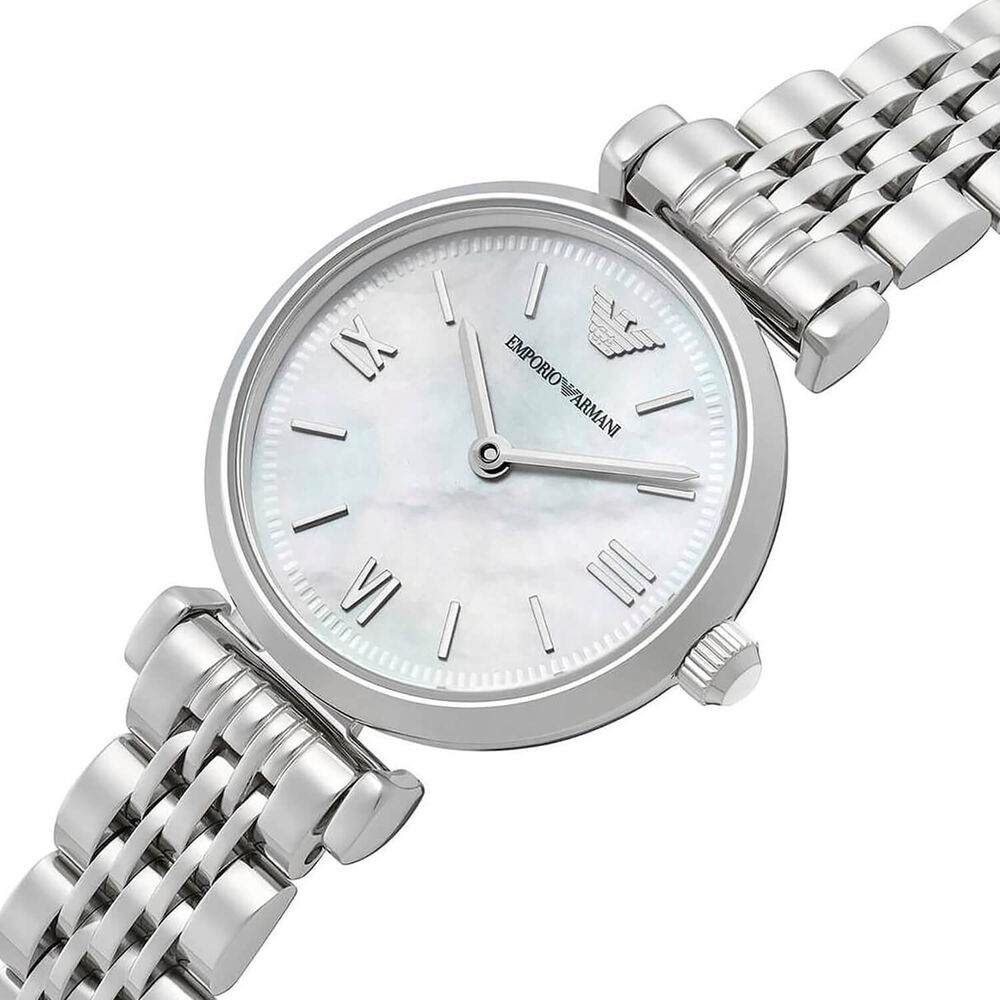 Emporio Armani Gianni T-Bar 28mm Mother of Pearl Dial Stainless Steel Bracelet Watch