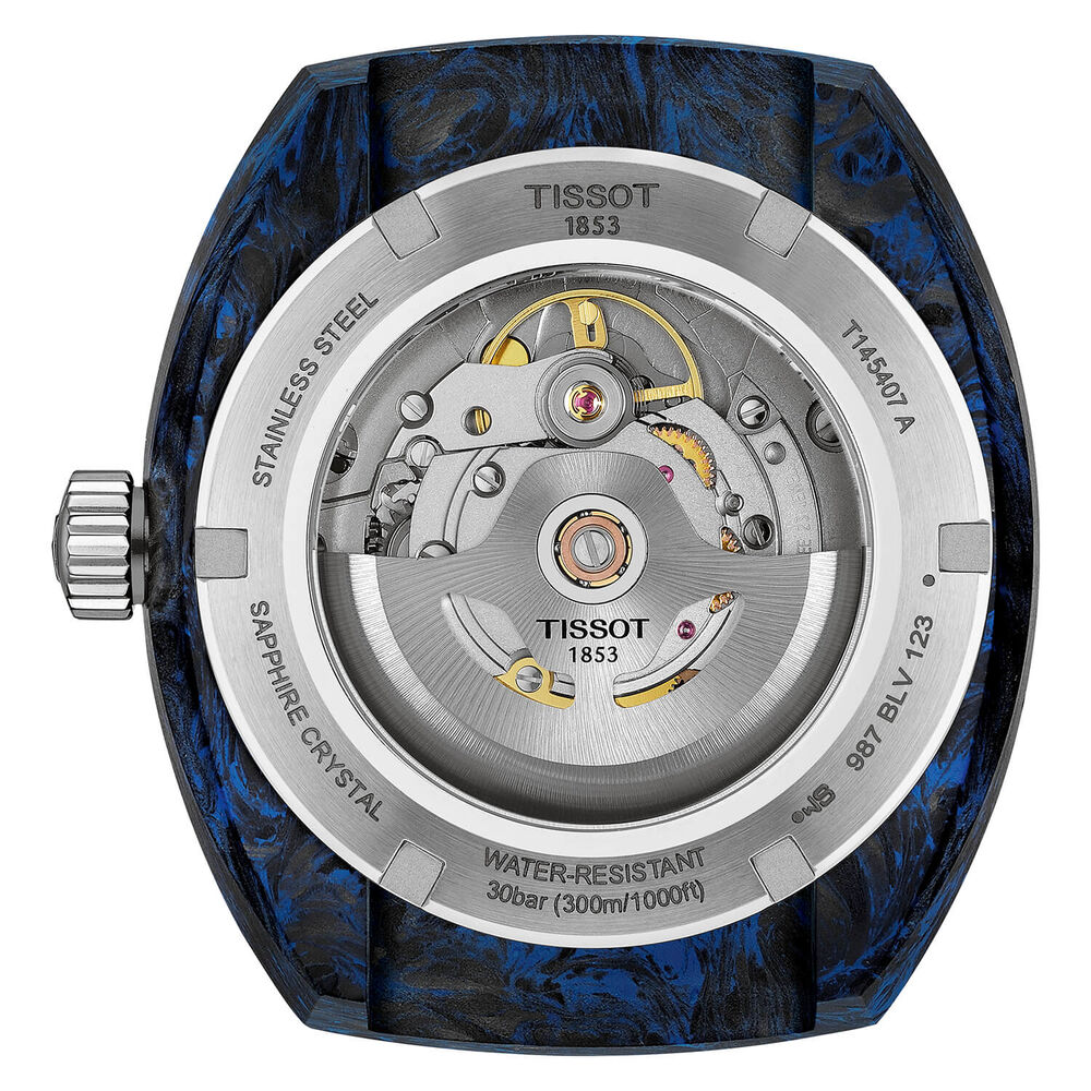 Tissot Sideral S Powermatic 80 41mm Blue Detail Carbon Case Blue Rubber Strap Watch