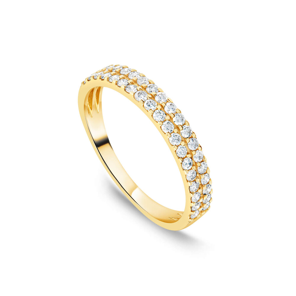 9ct Yellow Gold 0.38ct Double Row Claw Set Diamond Eternity Ring image number 0
