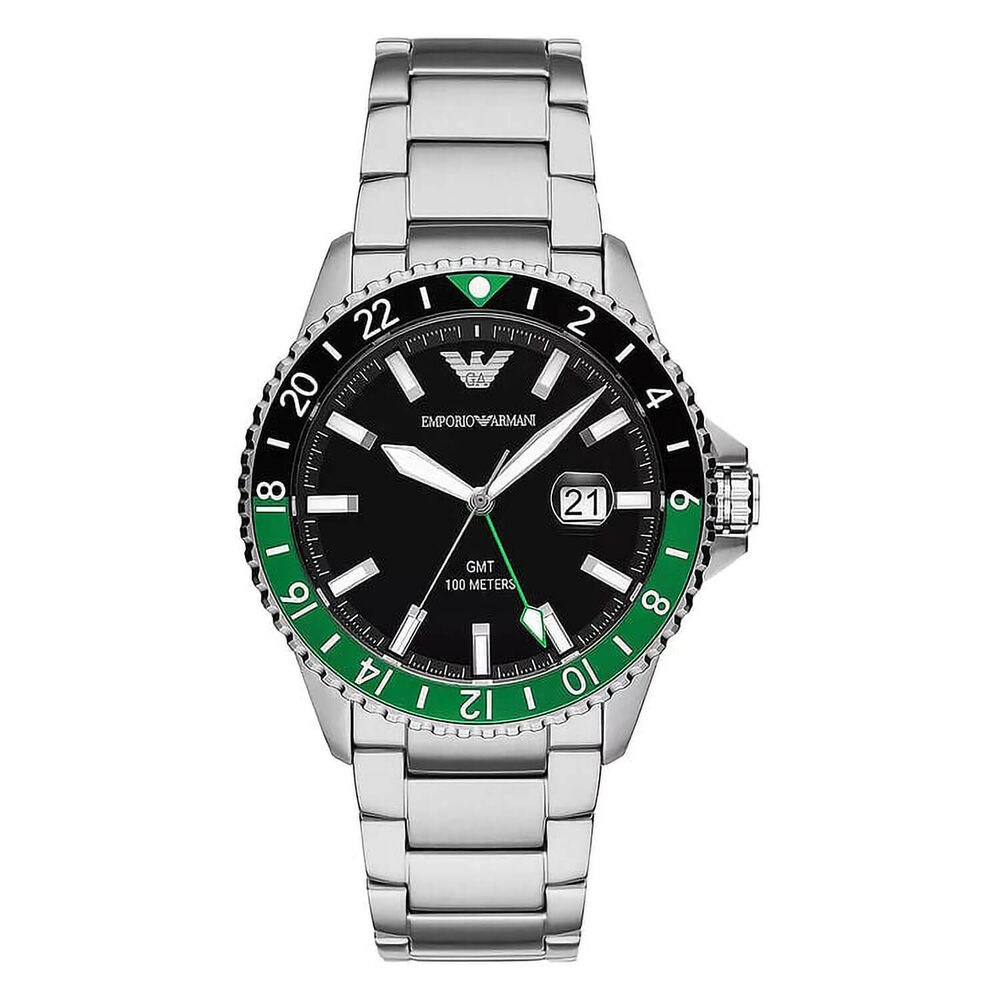 Emporio Armani Diver 42mm Black Dial Steel Bracelet Watch image number 0