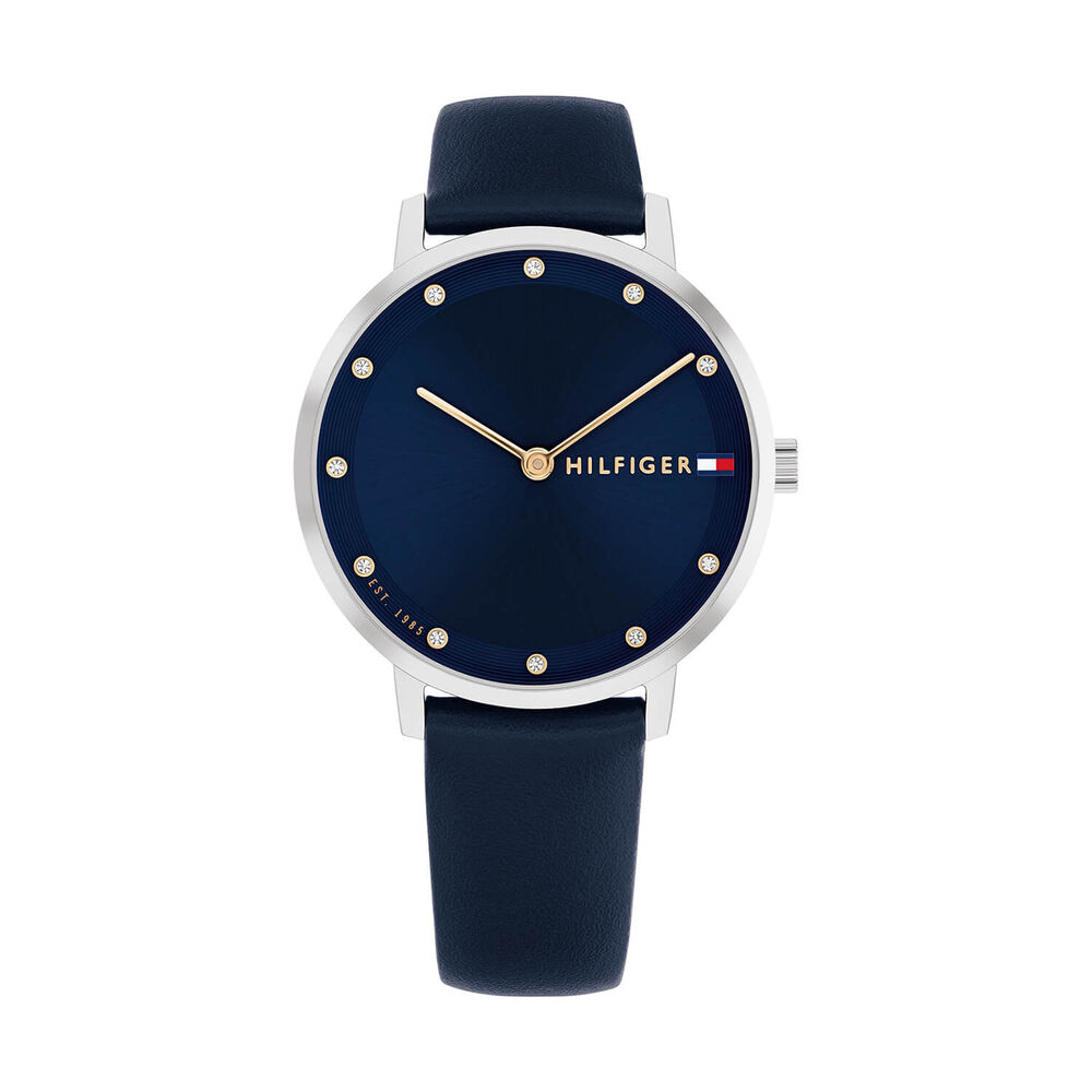 Tommy Hilfiger 34mm Blue Dial Navy Leather Strap Watch image number 0