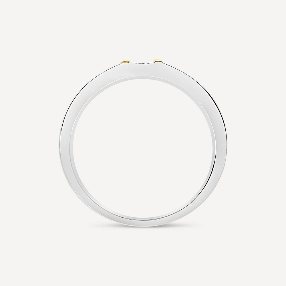 Sterling Silver & 9ct Yellow Gold 0.002ct Diamond Set Centre Lined Ring