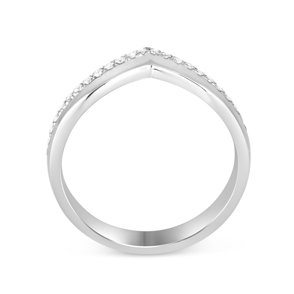 9ct White Gold 0.15ct Diamond Wishbone 3mm Ladies' Ring image number 3