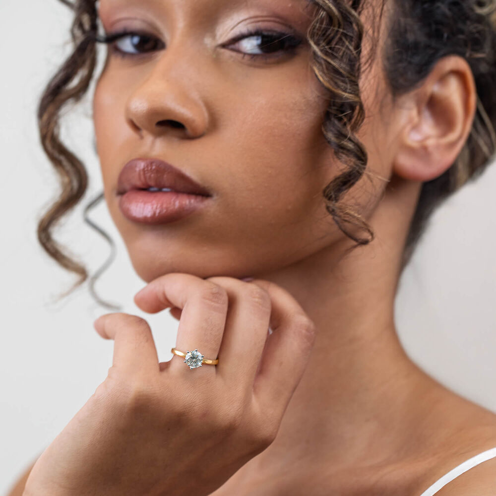 Born 18ct Yellow Gold 1.50ct Round Lab Grown Diamond 6 Claw Set Solitaire Ring