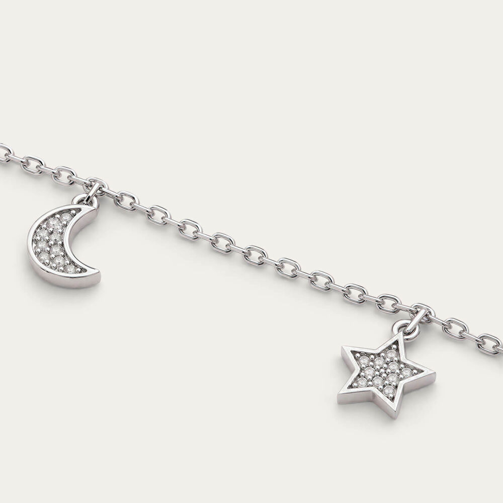 Sterling Silver Pave Cubic Zirconia Moon & Star Bracelet