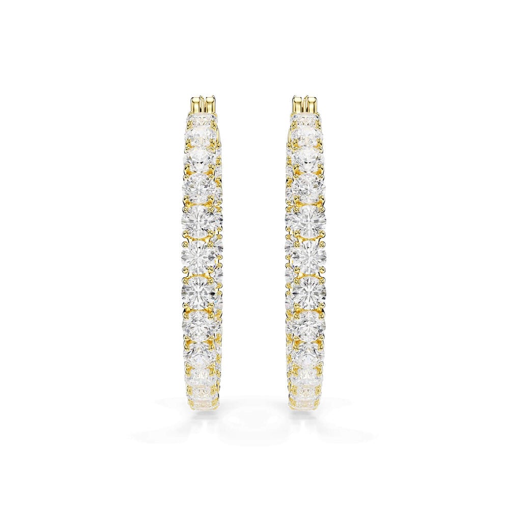 Swarovski Matrix Cubic Zirconia 18ct Yellow Gold Finished Hoop Earrings