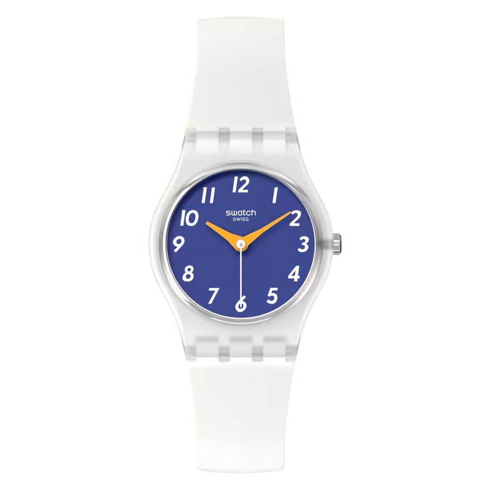 Swatch The Gold Within You 25mm Blue Dial White Strap Watch image number 0